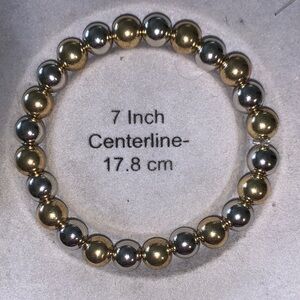 Elegant Gold and Silver Beaded stretch Bracelet